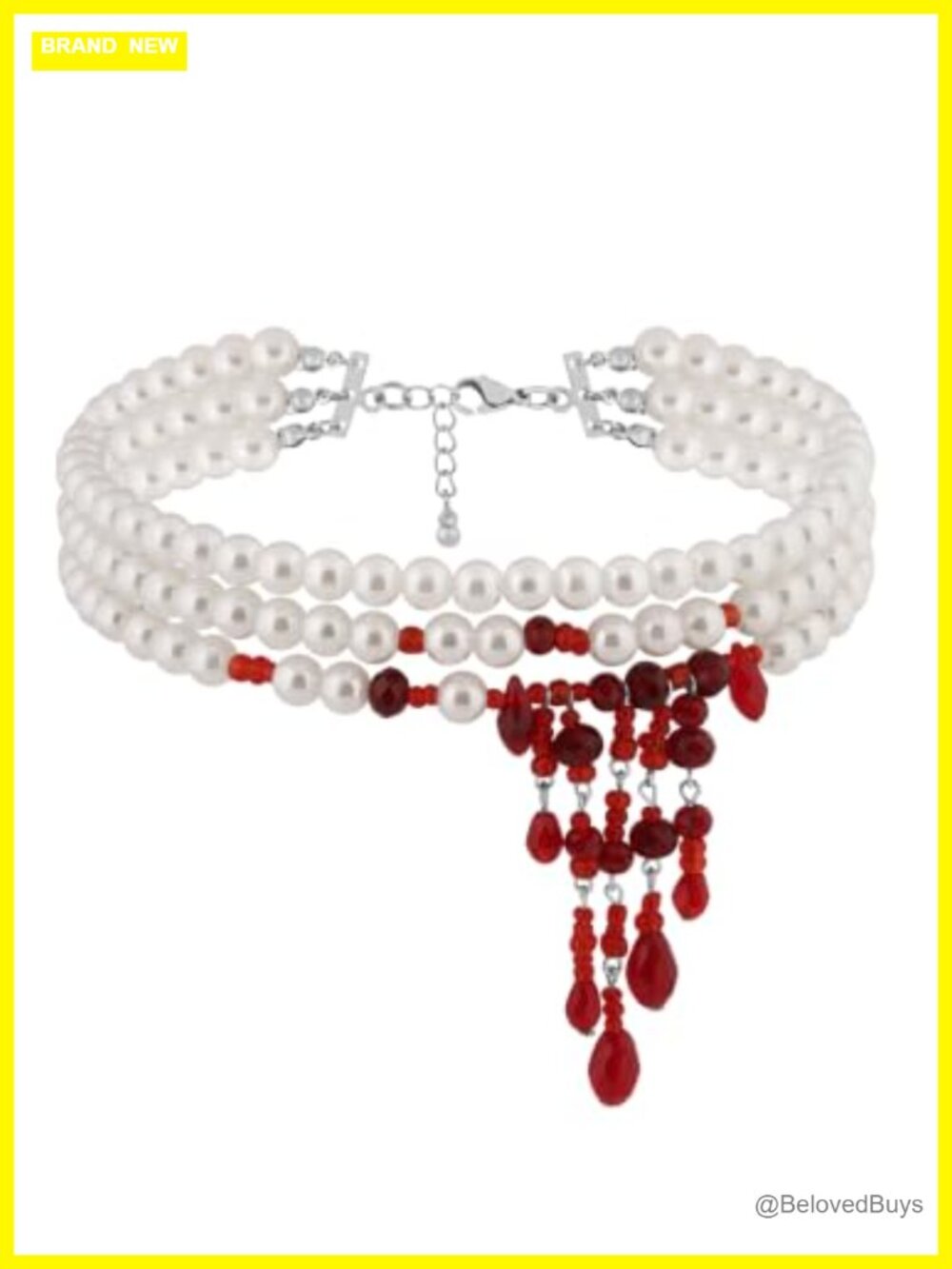 Gothic Emo Punk Grunge Imitation Pearl Choker Stainless Steel Necklace